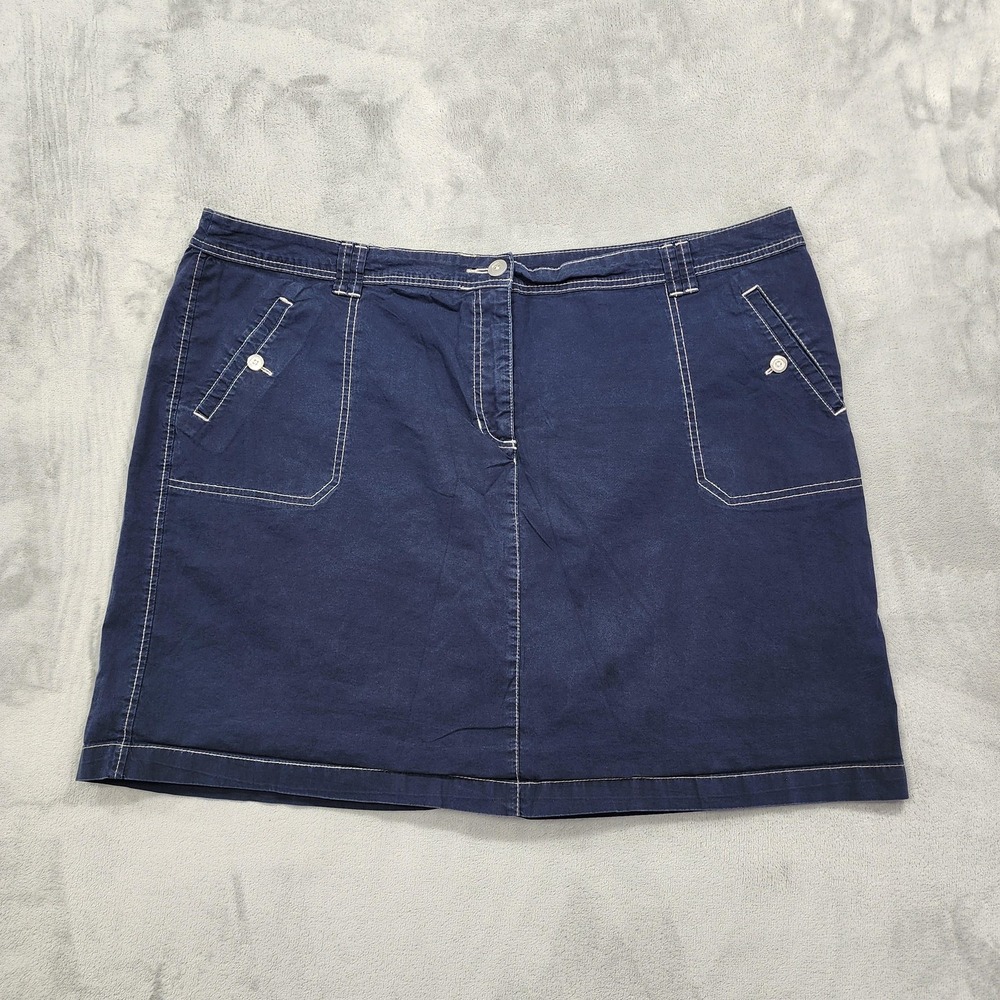 Vintage Karen Scott Skort Womens 20W Blue Twill Mid Rise Lined Pockets Stretch